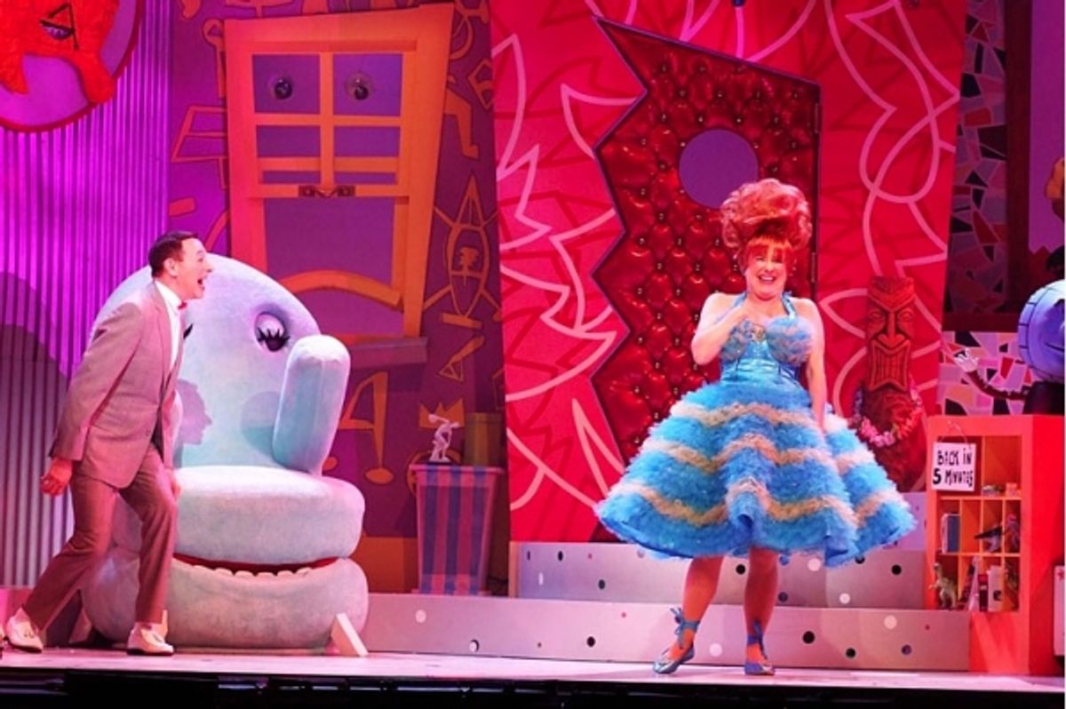 Paul Reubens as Pee-Wee Herman and Lynne Marie Stewart as Miss Yvonne at 